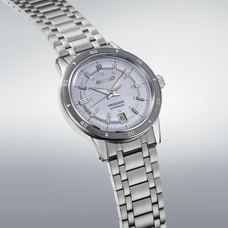 Seiko SRPL73J1 Herrenuhr Presage Style60's Automatik Silber • Automatikwerk Kaliber 4R35 • Sichtboden mit Verschraubung