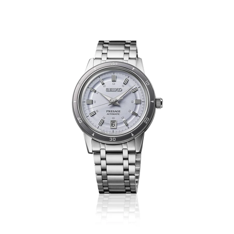Seiko SRPL73J1 Herrenuhr Presage Style60's Automatik Silber • Automatikwerk Kaliber 4R35 • Sichtboden mit Verschraubung