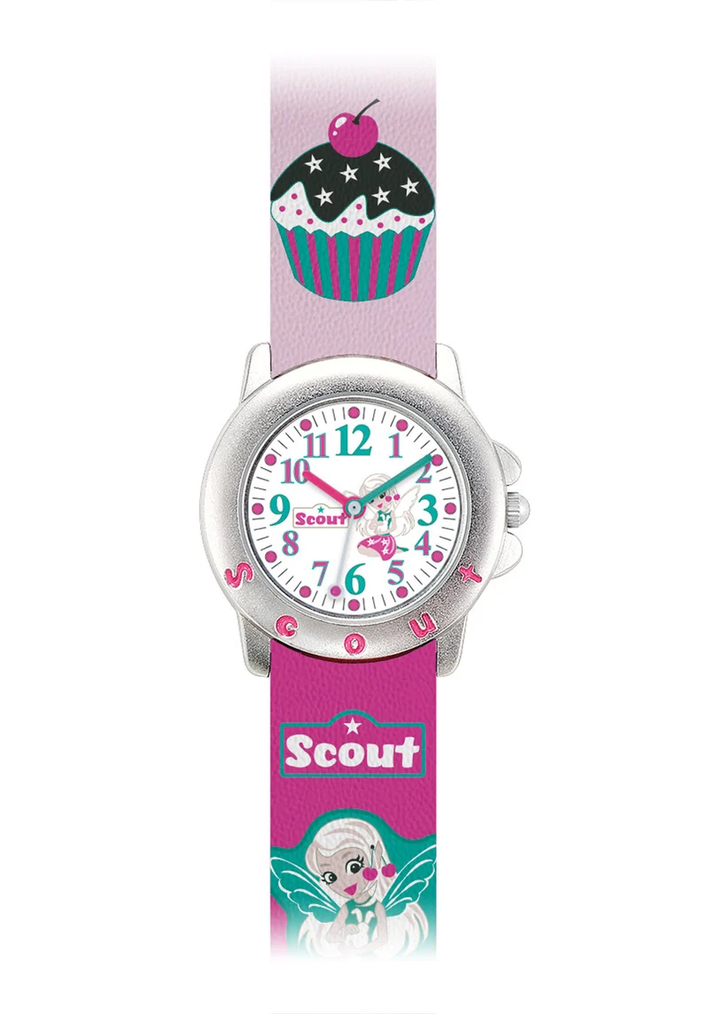 Scout Cupcake 393.036 Mädchen Armbanduhr Rosa • Quarzwerk • Kunstlederband