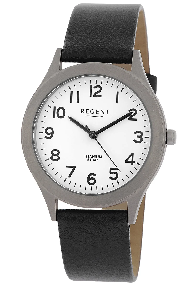 Regent F-842 Herrenuhr Silber • Titan-Gehäuse • Mineralglas