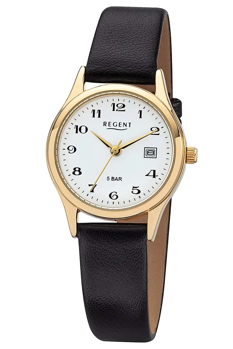 Regent F-835 Damenuhr Goldfarben • Mineralglas • Quarzwerk mit Datum