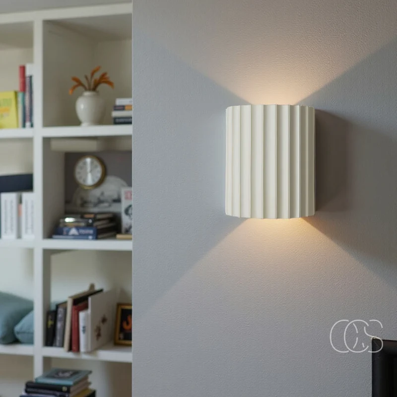 LED Wandlamp met Geribbeld Reliëf Bidirectioneel Licht Dimbaar Kunsthars 14x8x16,5cm Hal Slaapkamer Woonkamer | Sansoti