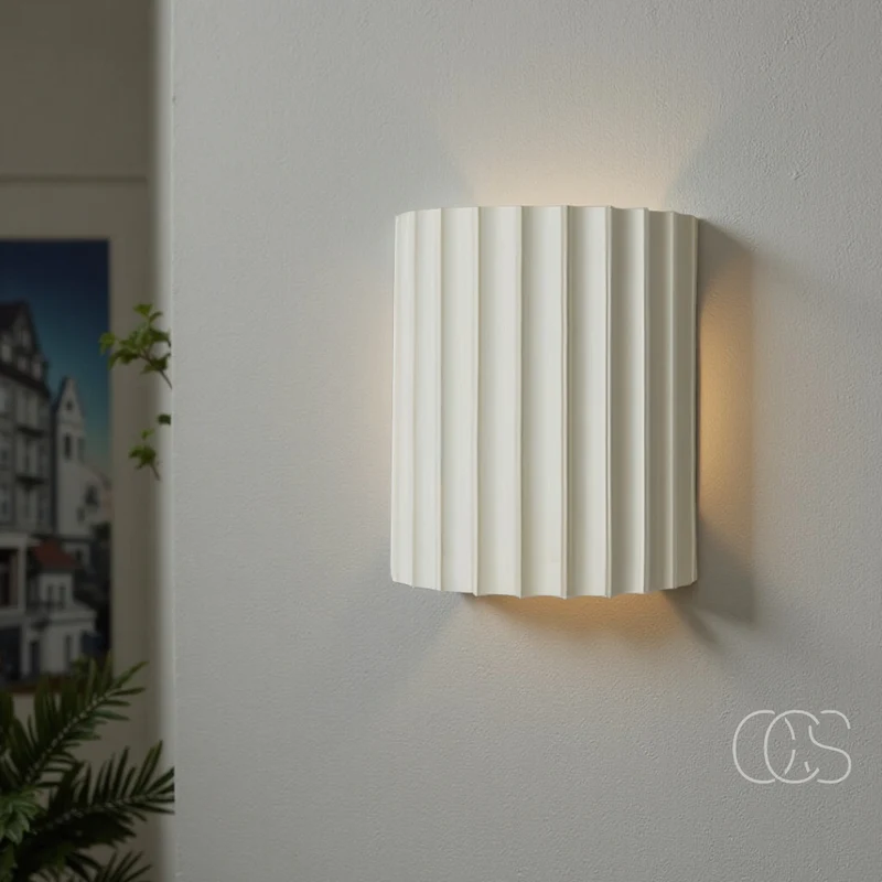 LED Wandlamp met Geribbeld Reliëf Bidirectioneel Licht Dimbaar Kunsthars 14x8x16,5cm Hal Slaapkamer Woonkamer | Sansoti