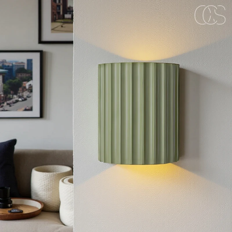 LED Wandlamp met Geribbeld Reliëf Bidirectioneel Licht Dimbaar Kunsthars 14x8x16,5cm Hal Slaapkamer Woonkamer | Sansoti