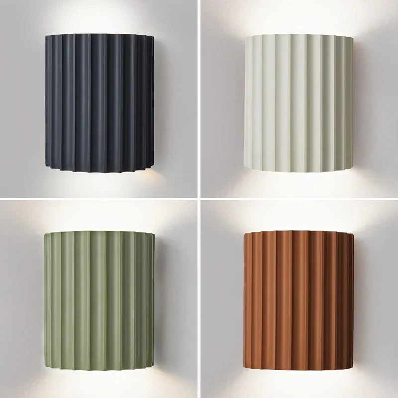 LED Wandlamp met Geribbeld Reliëf Bidirectioneel Licht Dimbaar Kunsthars 14x8x16,5cm Hal Slaapkamer Woonkamer | Sansoti