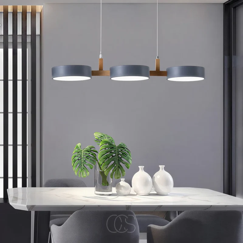 Ronde hanglamp met houten details 77cm LED verlichting eetkamer woonkamer keuken scandinavisch design | Sansoti
