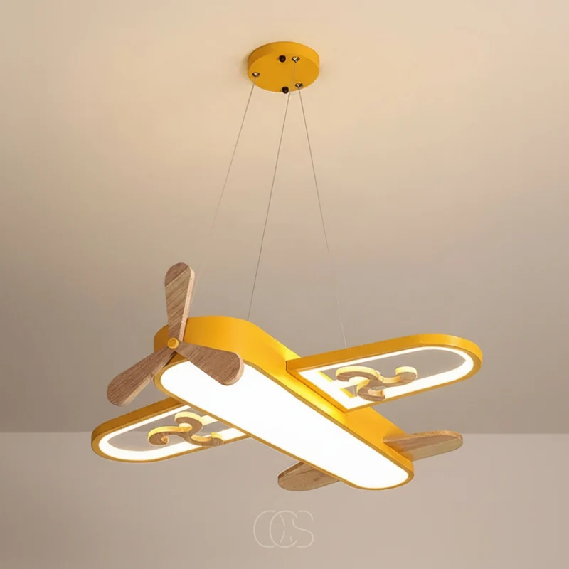 Vliegtuig Hanglamp Kinderkamer Dimbaar 55cm LED Warm Wit Koel Wit Blauw Geel Plafondlamp Jongens Meisjes | Sansoti