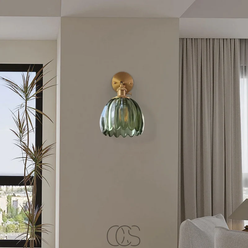 Glazen Wandlamp Tulpvorm E27 Vintage Design Sfeerlicht Woonkamer Slaapkamer Hal Accentverlichting Retro | Sansoti