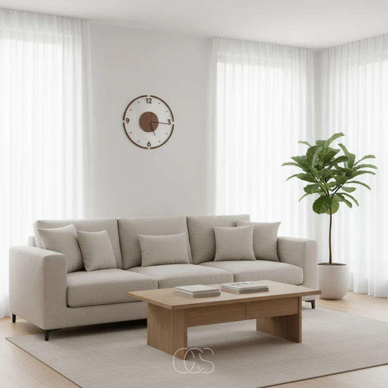 Geruisloze Wandklok Hout 35cm Scandinavisch Design Stille Beweging voor Woonkamer Slaapkamer Kantoor | Sansoti