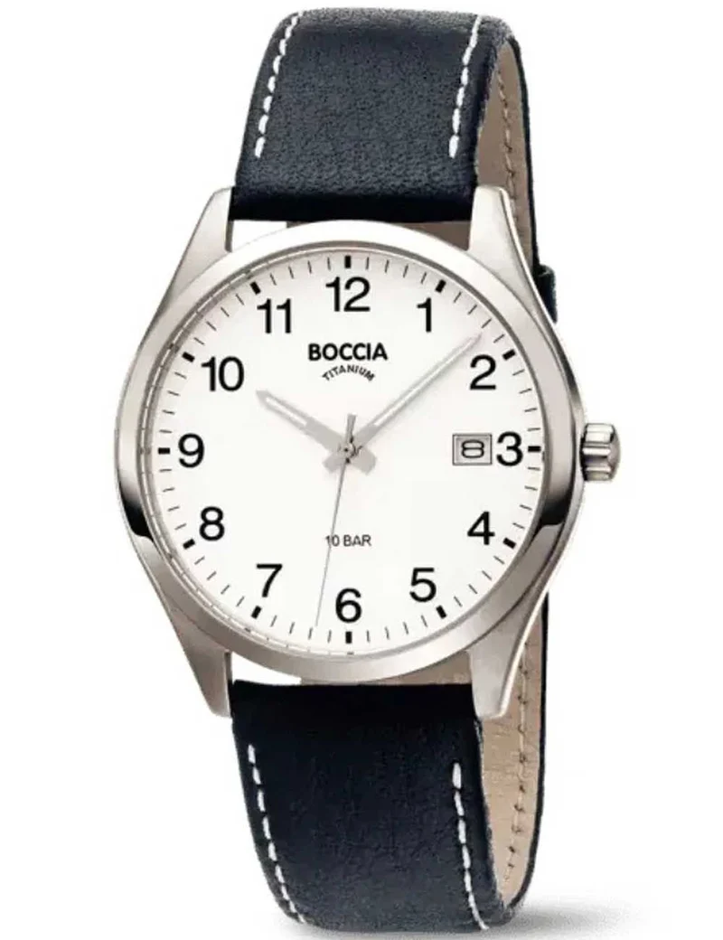 Boccia Titanium 3669-01 Herrenuhr Schwarz • Saphirglas • Reintitan-Gehäuse