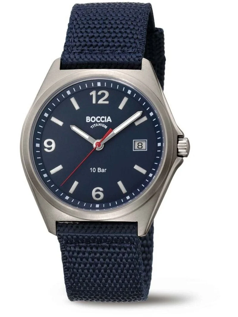 Boccia Classic 3663-03 Herrenuhr Titan Blau • Mineralglas • 100 m wasserdicht