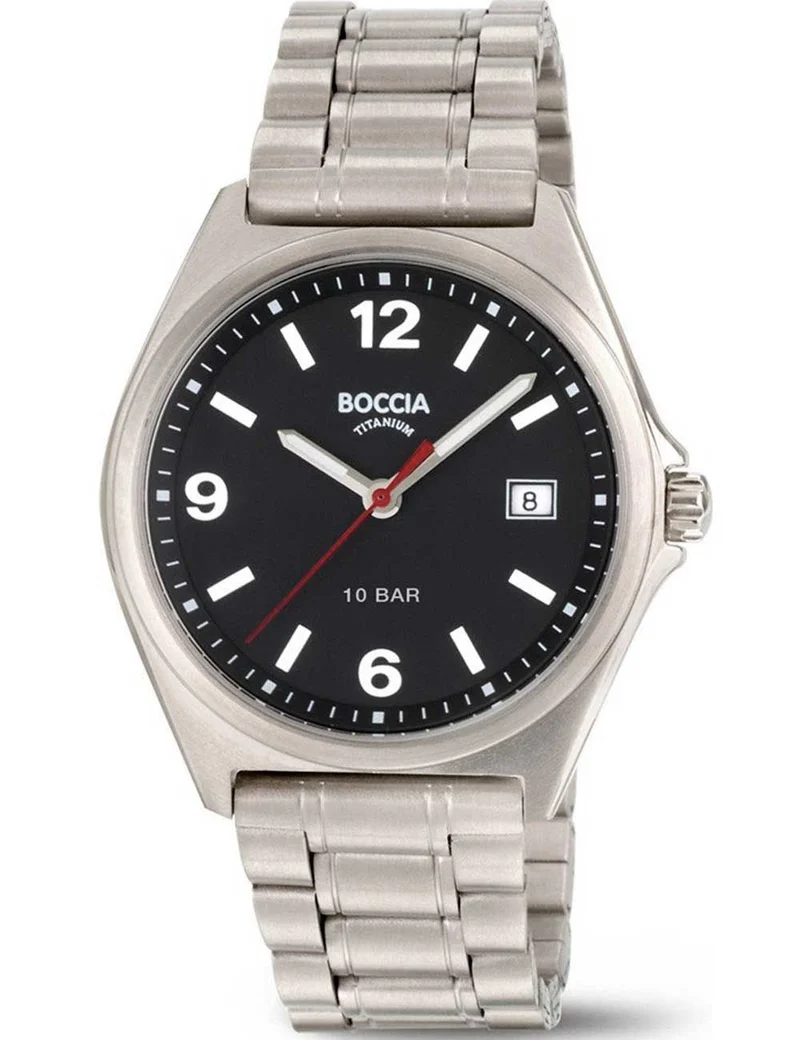 Boccia Titanium 3663-01 Herren Armbanduhr • Mineralglas • Titanarmband