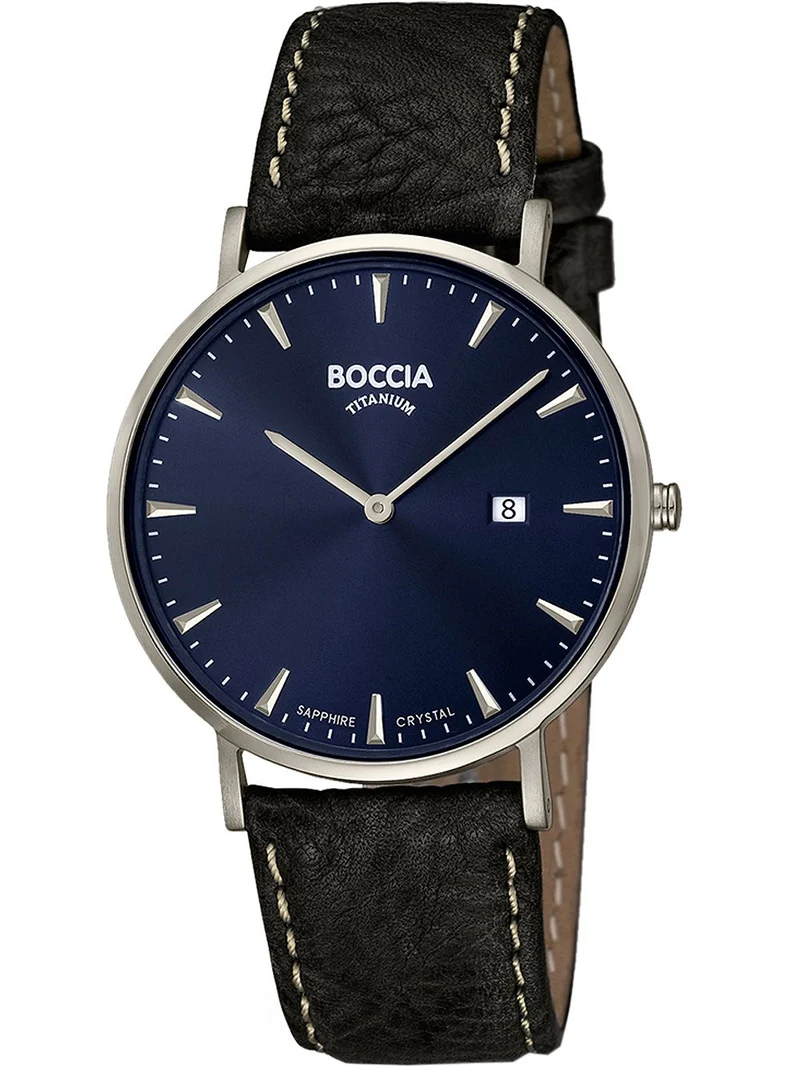 Boccia Classic 3648-02 Herren Armbanduhr Blau • Saphirglas • Titan-Gehäuse
