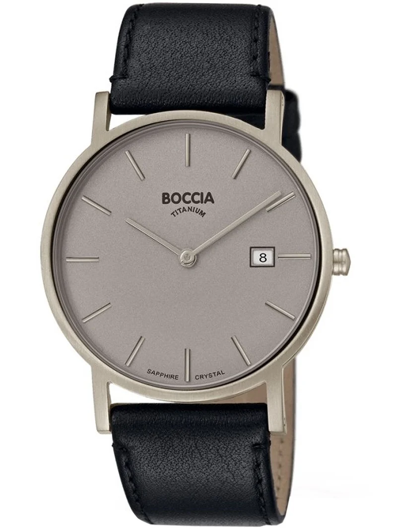 Boccia Slim 3637-01 Herrenuhr Titanium Schwarz • Saphirglas • Ultradünnes Titangehäuse