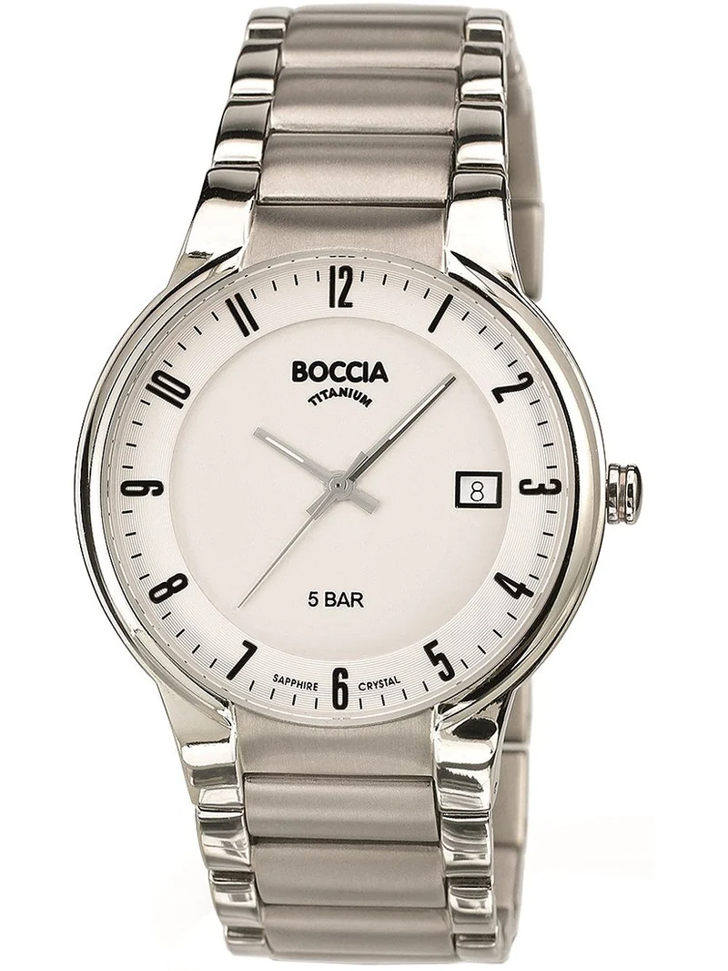 Boccia Titanium 3629-02 Herren Armbanduhr Silber • Saphirglas • Datumsanzeige