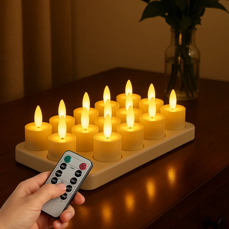 Oplaadbare LED Kaarsen met Afstandsbediening & Timer – Flikkerend Licht | Sansoti