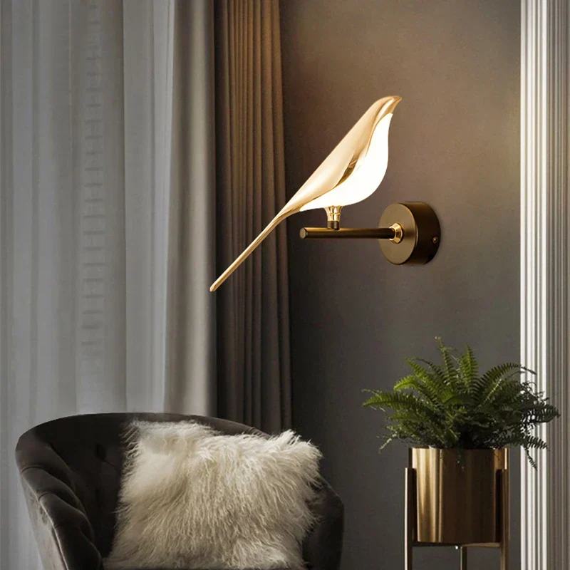 Design Wandlamp LED in Vogelvorm – Gouden Wandlamp met Warm Licht | Sansoti