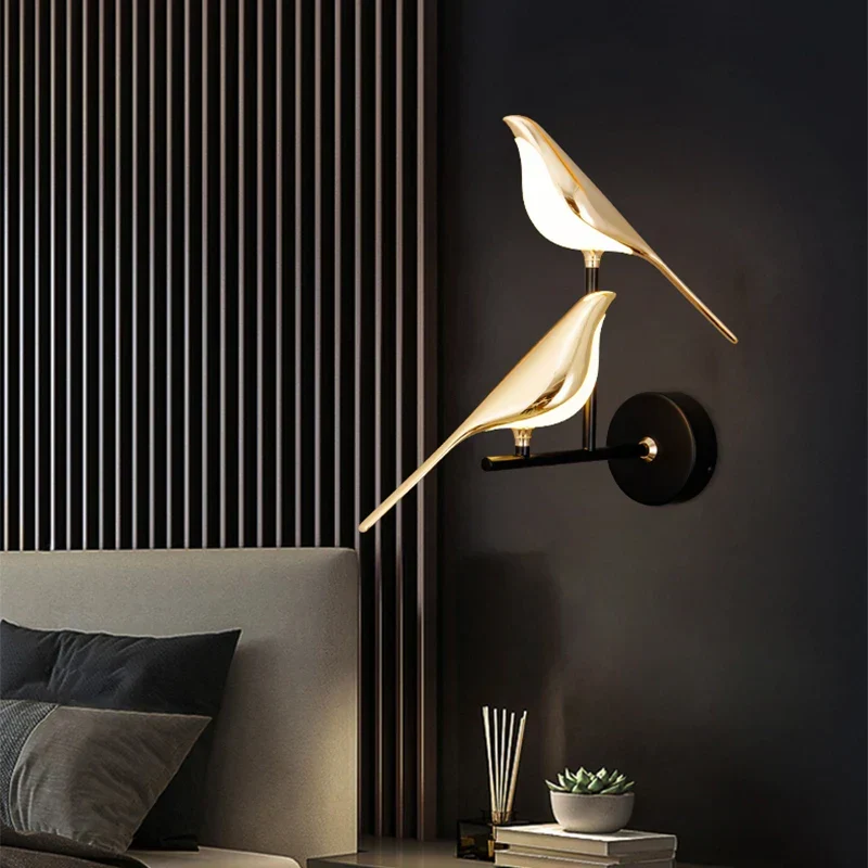 Design Wandlamp LED in Vogelvorm – Gouden Wandlamp met Warm Licht | Sansoti