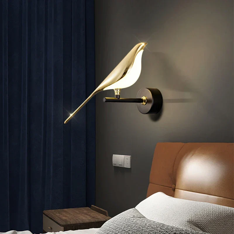 Design Wandlamp LED in Vogelvorm – Gouden Wandlamp met Warm Licht | Sansoti