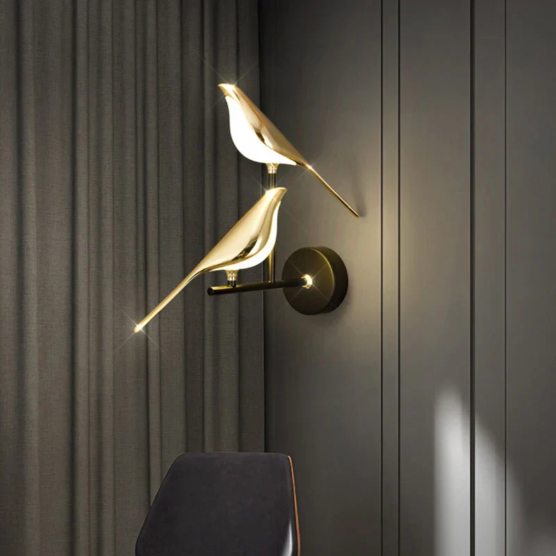 Design Wandlamp LED in Vogelvorm – Gouden Wandlamp met Warm Licht | Sansoti