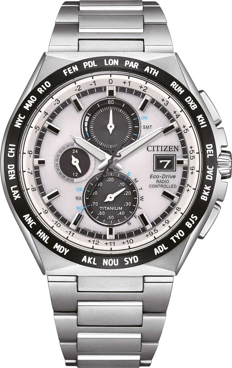 Citizen Super Titanium AT8238-84A Herrenuhr • Eco-Drive Solarantrieb • Funkgesteuerte Weltzeit
