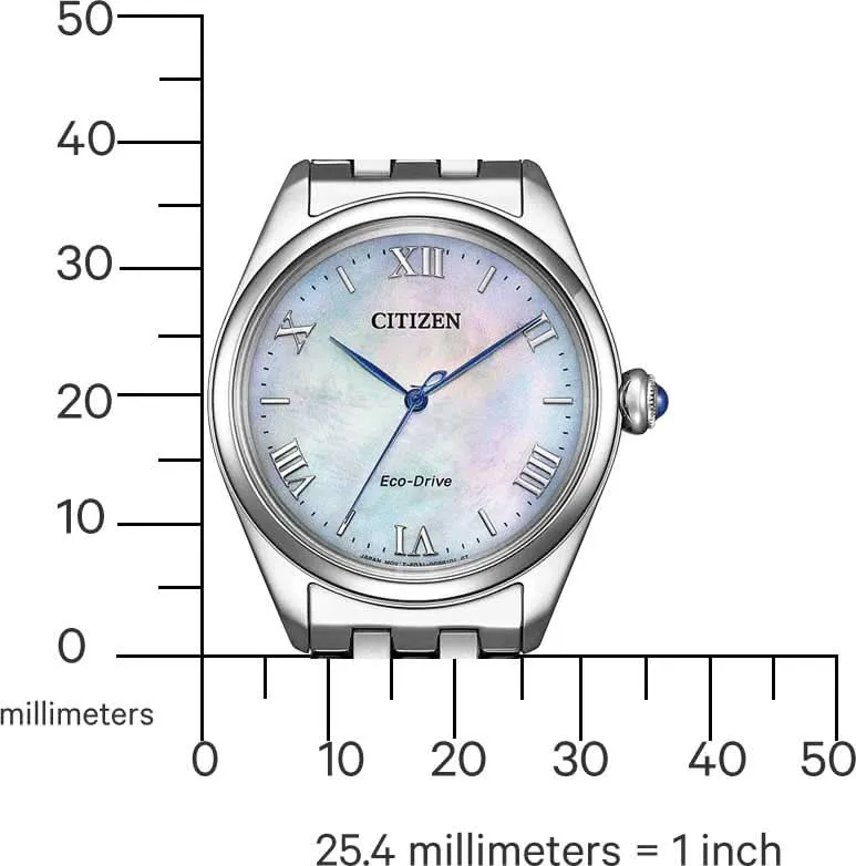 Citizen L Classic EM1140-80D Damenuhr • Eco-Drive Antrieb • Edles Perlmutt-Zifferblatt