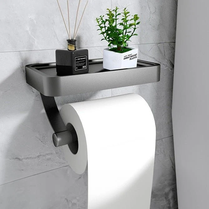 Toiletrolhouder met plank van roestvrij staal – zonder boren | Sansoti