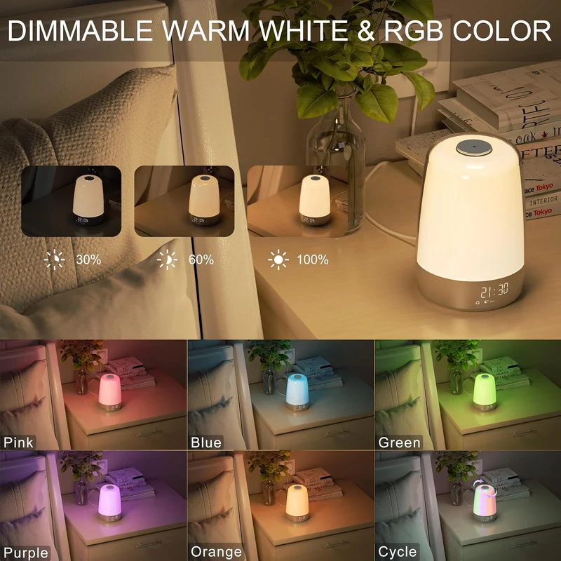 Aurora Wake-Up Light – Lichtwekker met Zonsopgang, Natuurlijke Geluiden & USB-C | Sansoti