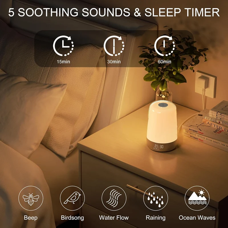 Aurora Wake-Up Light – Lichtwekker met Zonsopgang, Natuurlijke Geluiden & USB-C | Sansoti