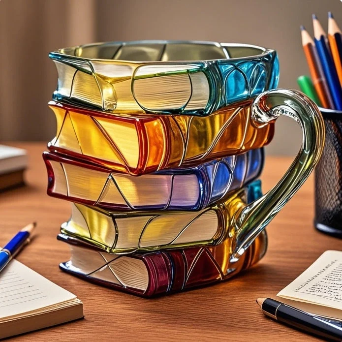 3D Boekenmok | Mok voor Boekenliefhebbers | Originele Koffiemok - unieke literaire koffiekop, cadeau voor boekenliefhebbers