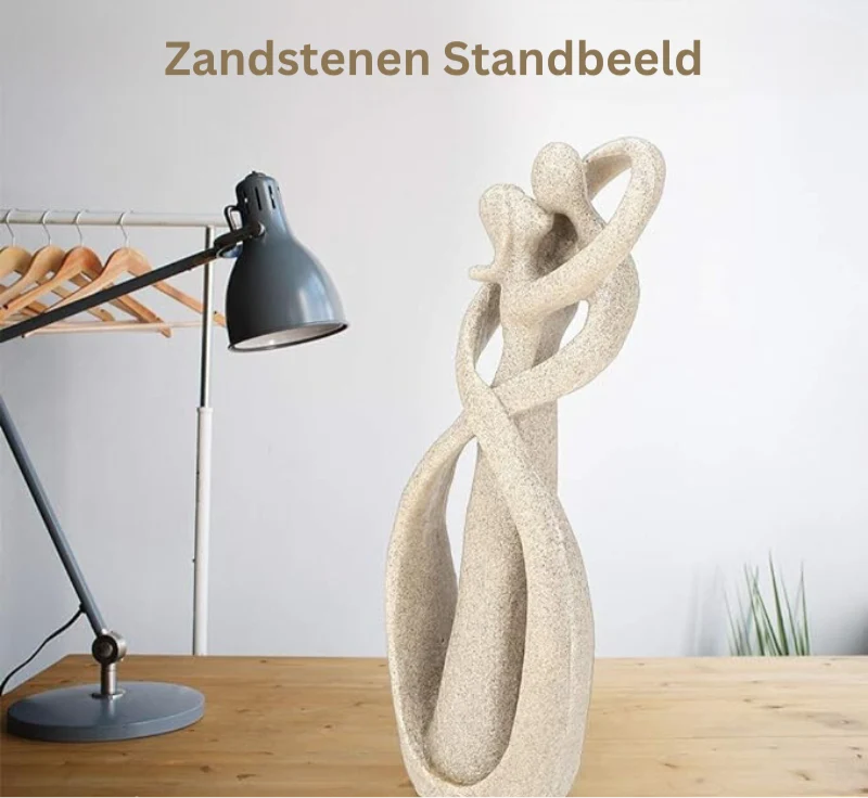 Abstract Liefdesbeeld van Zandsteen – Decoratief Sculptuur voor Interieur | Sansoti