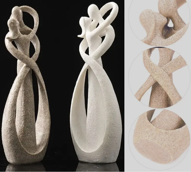 Abstract Liefdesbeeld van Zandsteen – Decoratief Sculptuur voor Interieur | Sansoti