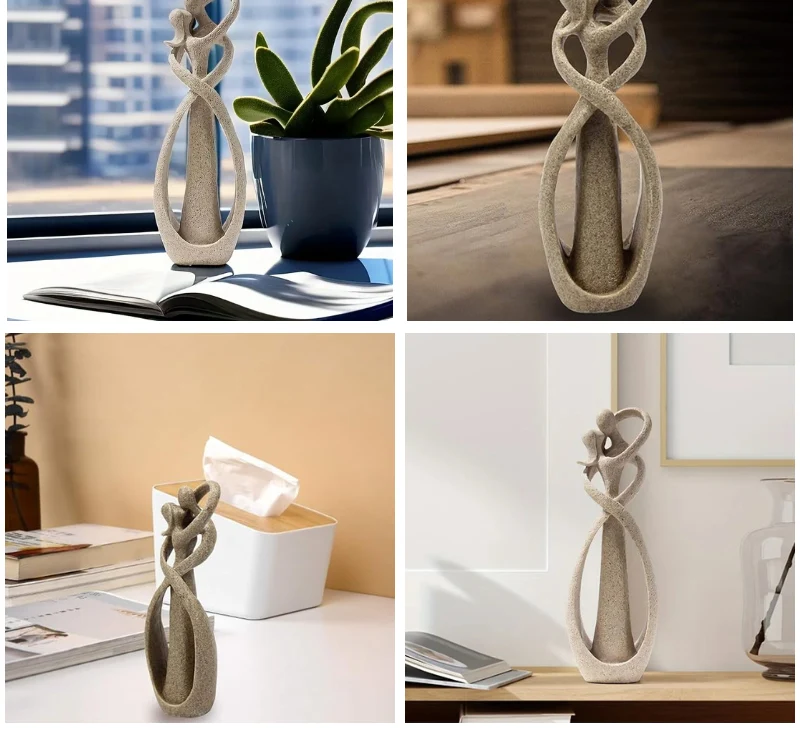 Abstract Liefdesbeeld van Zandsteen – Decoratief Sculptuur voor Interieur | Sansoti
