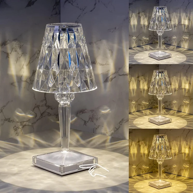 LED Kristal Tafellamp – Draadloze Touch Lamp met Diamant Design & Sfeerverlichting | Sansoti