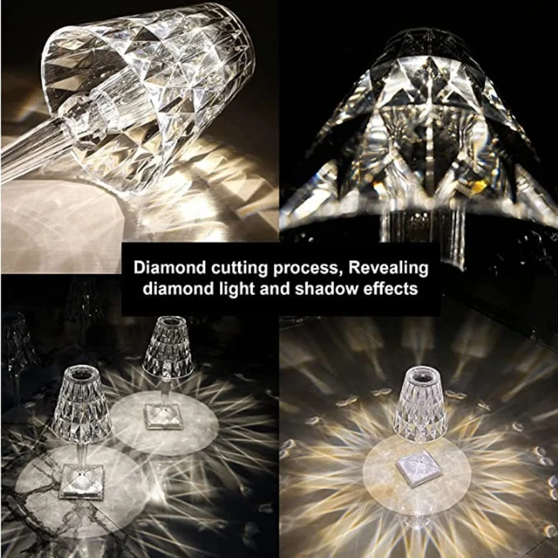 LED Kristal Tafellamp – Draadloze Touch Lamp met Diamant Design & Sfeerverlichting | Sansoti