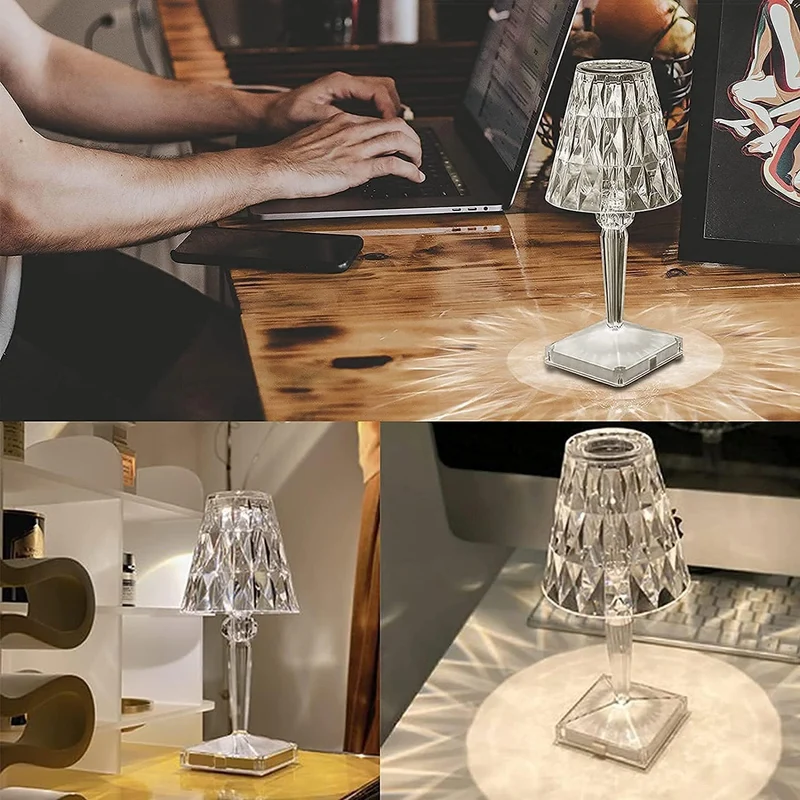 LED Kristal Tafellamp – Draadloze Touch Lamp met Diamant Design & Sfeerverlichting | Sansoti