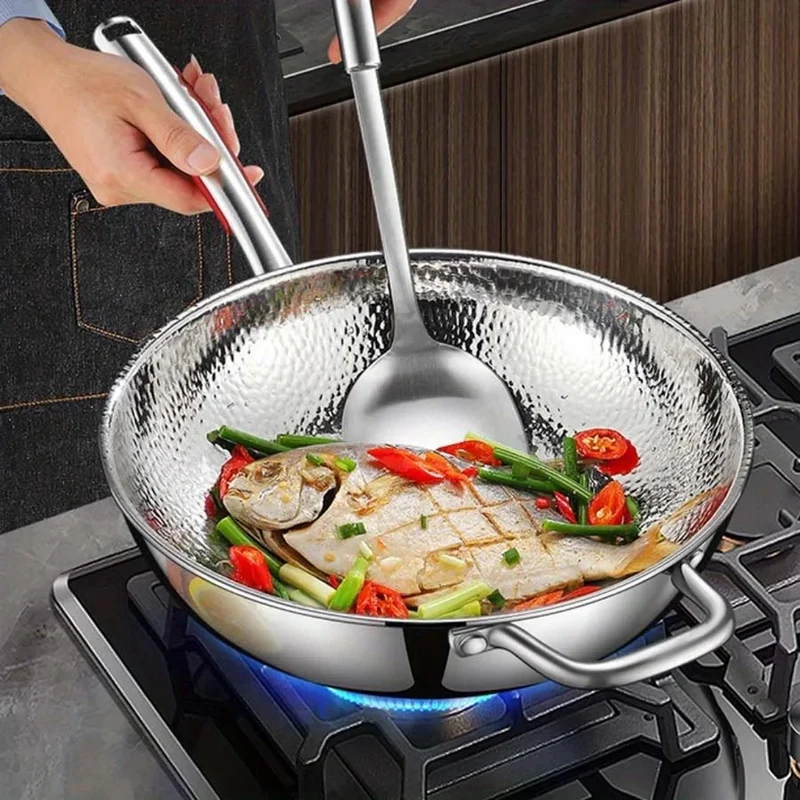 Titanium Wok voor Inductie – Premium Ronde Bodem, 32 cm, Zonder Coating | Sansoti