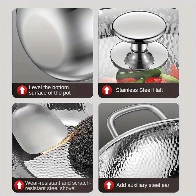 Titanium Wok voor Inductie – Premium Ronde Bodem, 32 cm, Zonder Coating | Sansoti