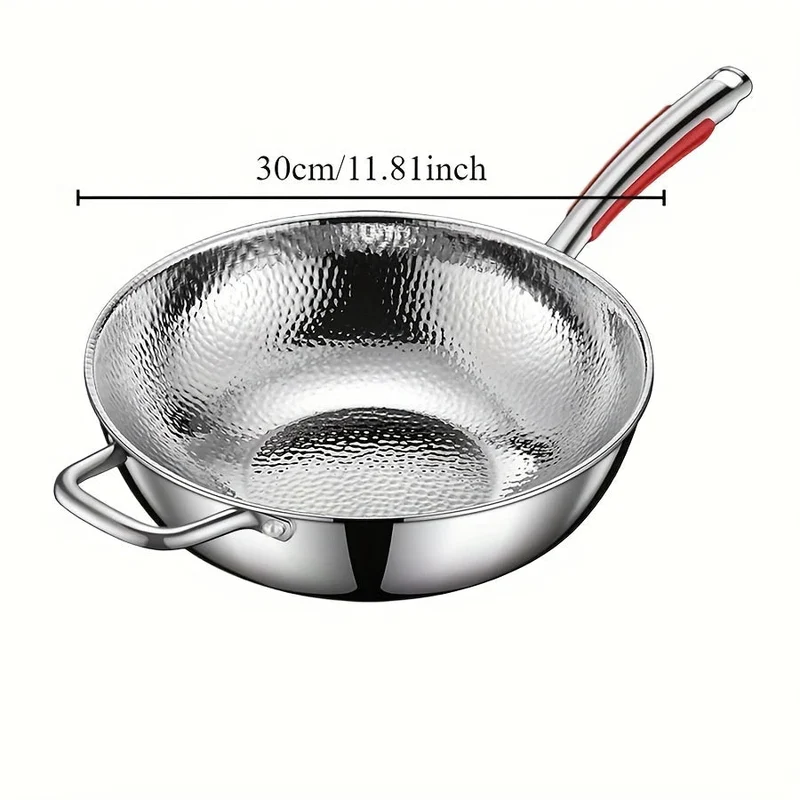 Titanium Wok voor Inductie – Premium Ronde Bodem, 32 cm, Zonder Coating | Sansoti