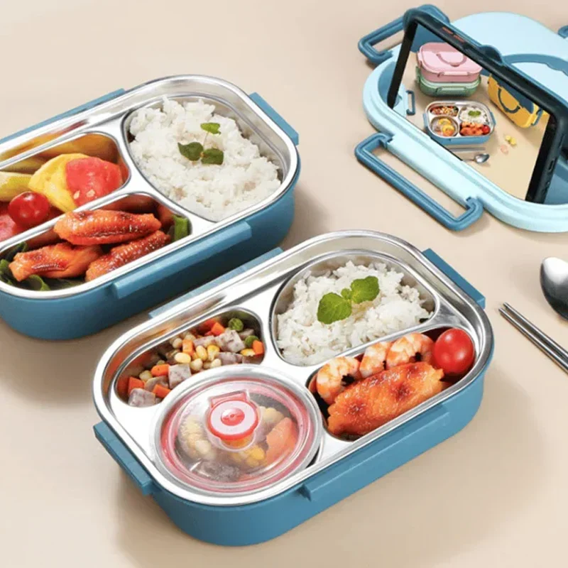 Thermo Lunchbox RVS – Houdt Eten Warm & Koud | Lekvrije Lunchbox met Vakken | Sansoti