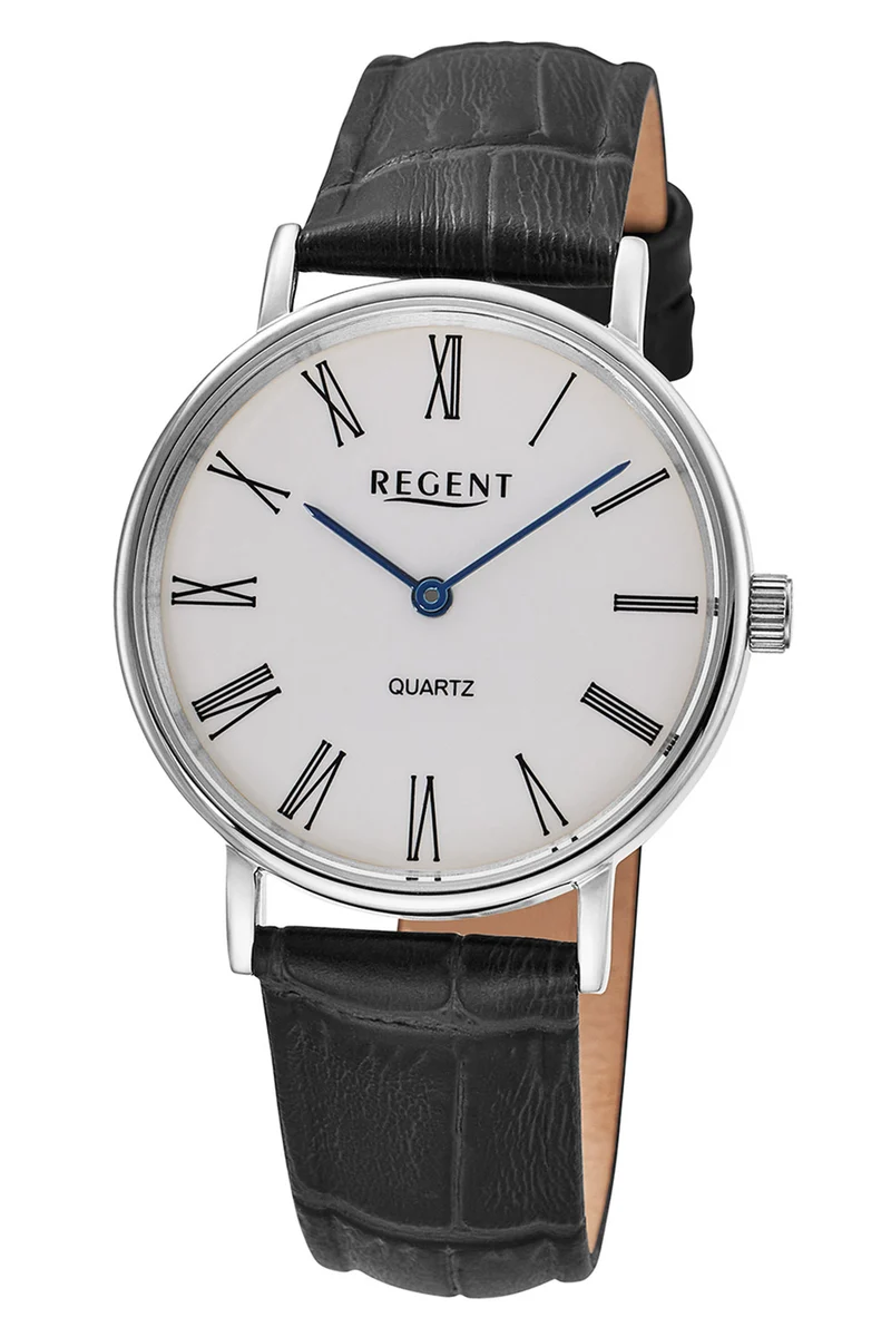 Regent F-1576 Damenuhr Schwarz/Weiß • Gut ablesbar • Mineralglas