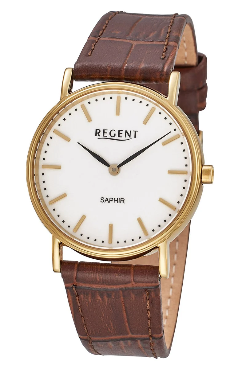 Regent F-1572 Damenuhr Braun/Goldfarben • Saphirglas • Quarzwerk