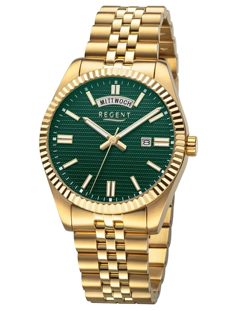 Regent BA-882 Herrenuhr Goldfarben • Mineralglas • Tag-Datum-Anzeige