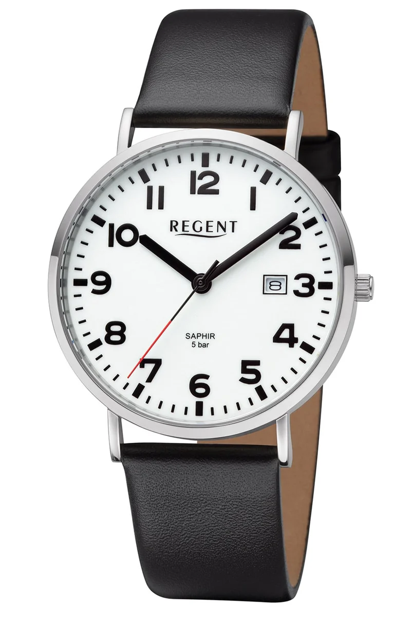 Regent 11110934 Herrenuhr Schwarz • Leuchtendes Zifferblatt • Saphirglas