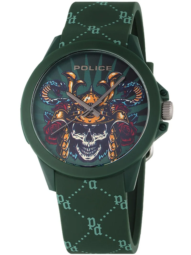 Police Sketch PEWUM2237771 Unisex Armbanduhr Grün • Mehrfarbiges Zifferblatt • Mineralglas