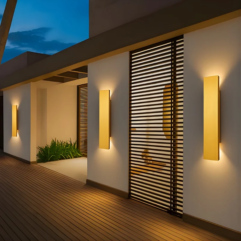 Gouden Buiten Wandlamp LED Waterdicht Aluminium Gevelverlichting Modern | Sansoti