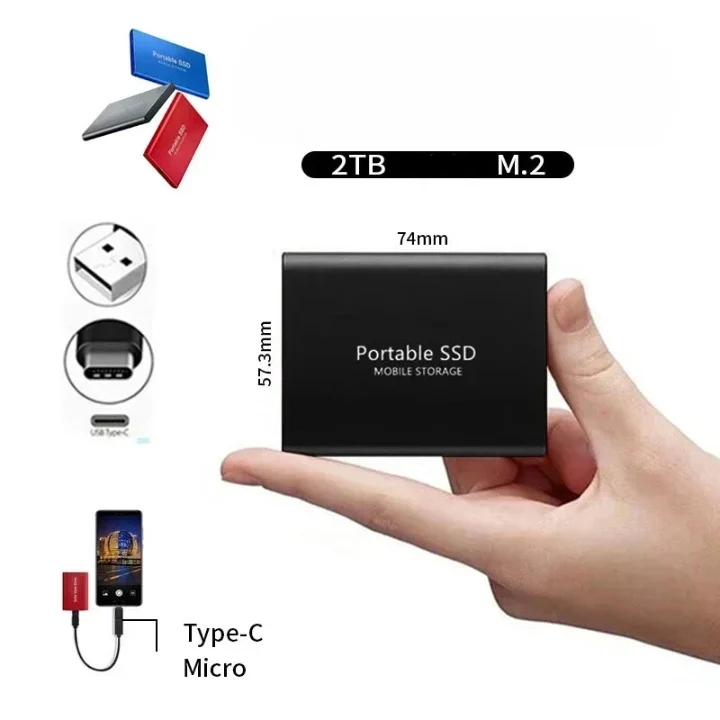 Draagbare SSD Externe Harde Schijf 2TB Compacte Gegevensopslag met USB-C | Sansoti