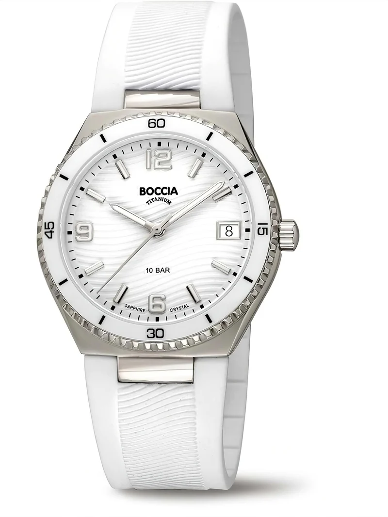 Boccia Titanium Keramik 3375-01 Damen Armbanduhr Weiß • Saphirglas • Titangehäuse