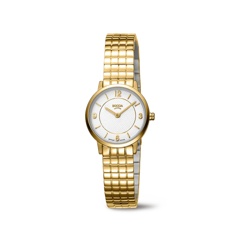 Boccia 3371-05 Damen Armbanduhr • Reintitan Goldplattiert • Saphirglas