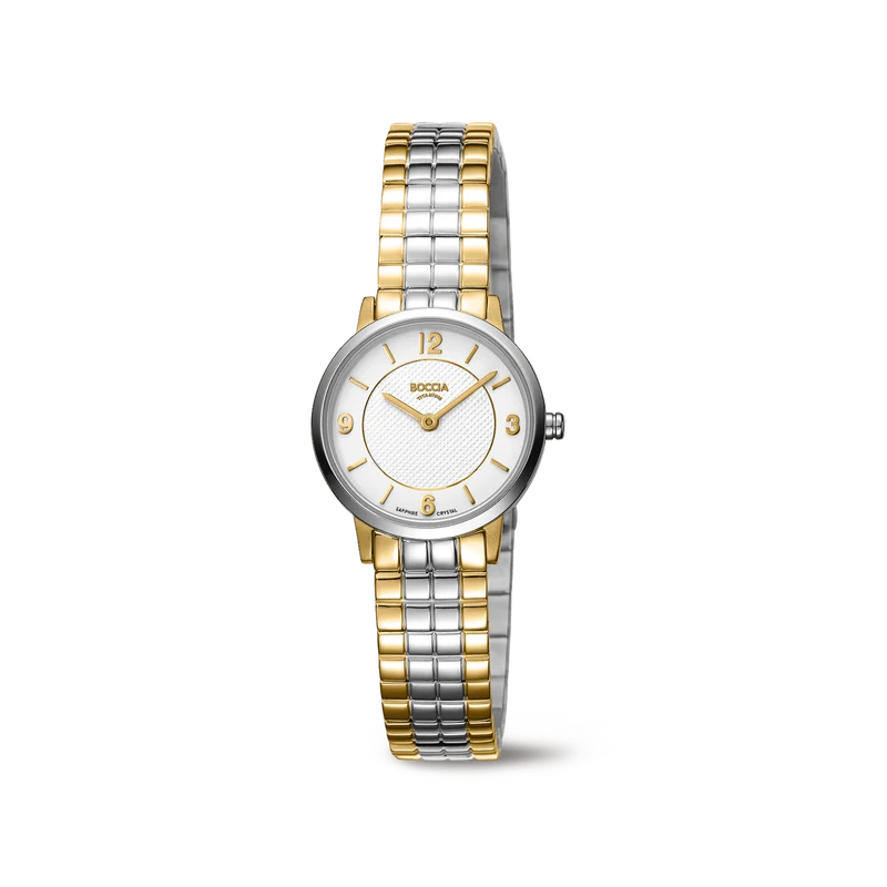 Boccia 3371-04 Damen Armbanduhr • Reintitan teil-goldplattiert • Saphirglas